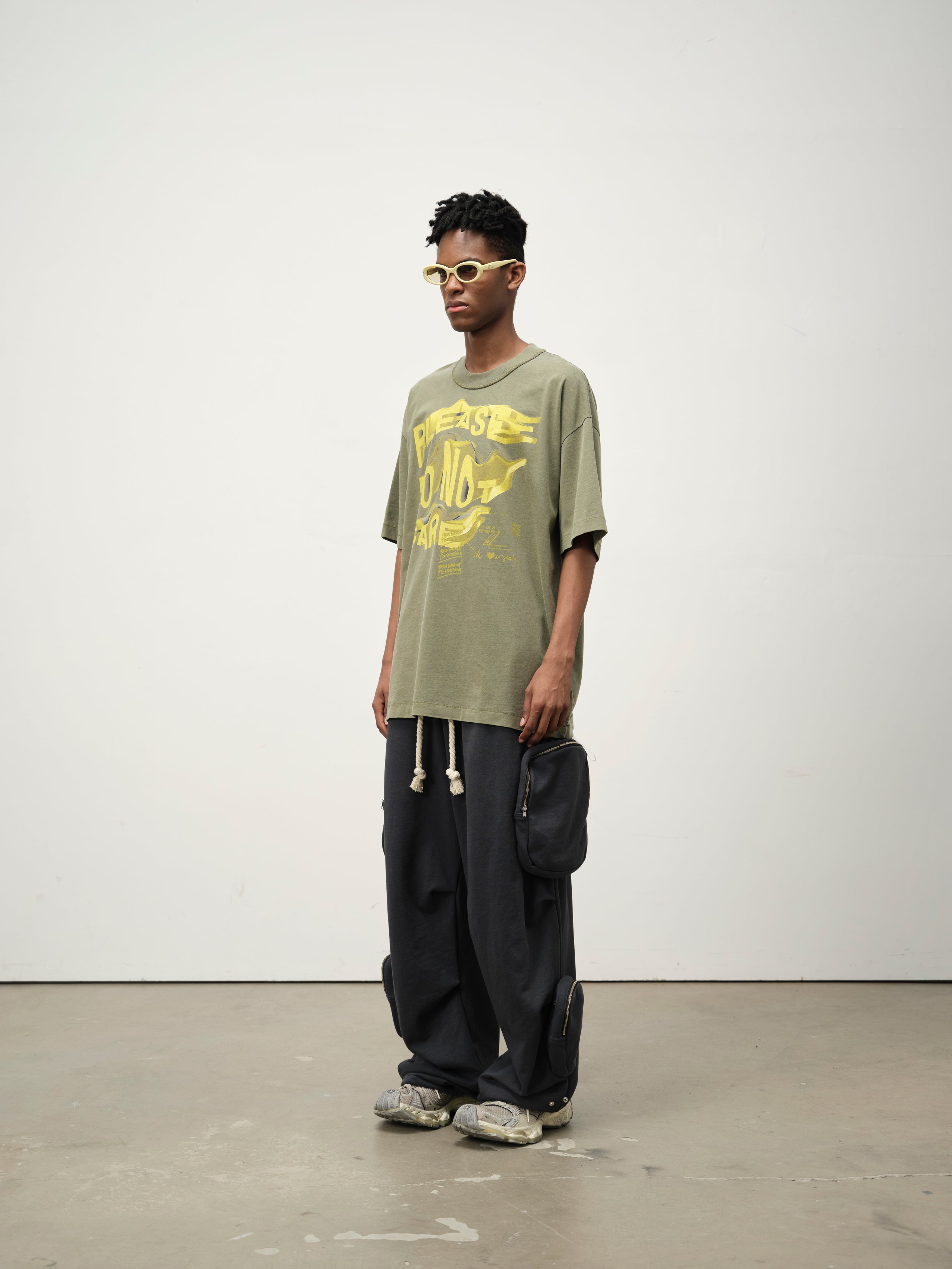Do Not Care Graphic Tee — Gold Green
