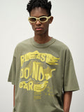 Do Not Care Graphic Tee — Gold Green