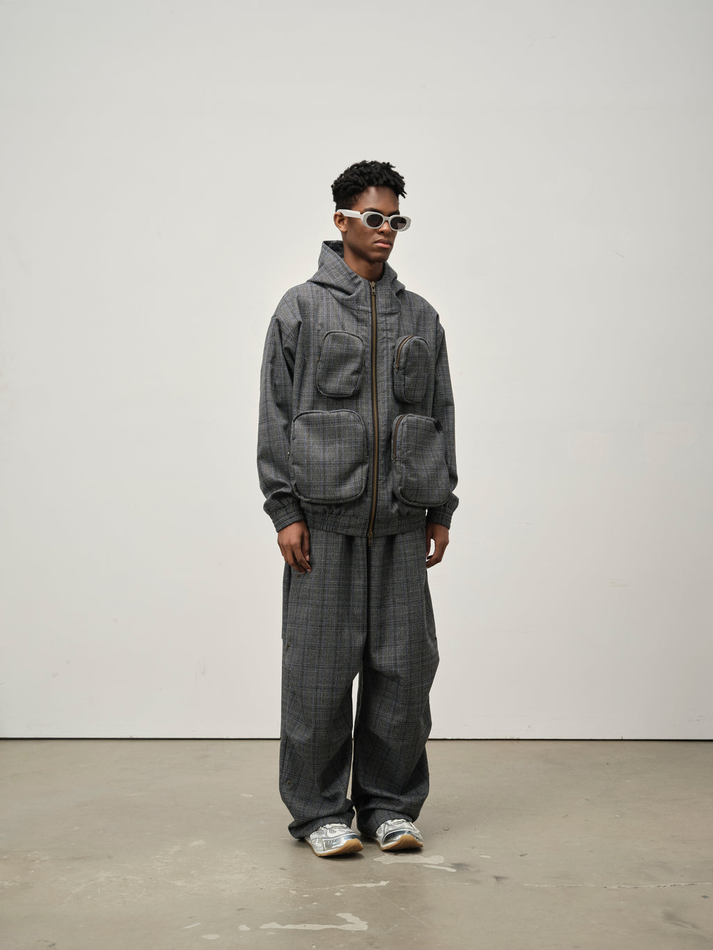 Detachable Pocket Plaid Jacket