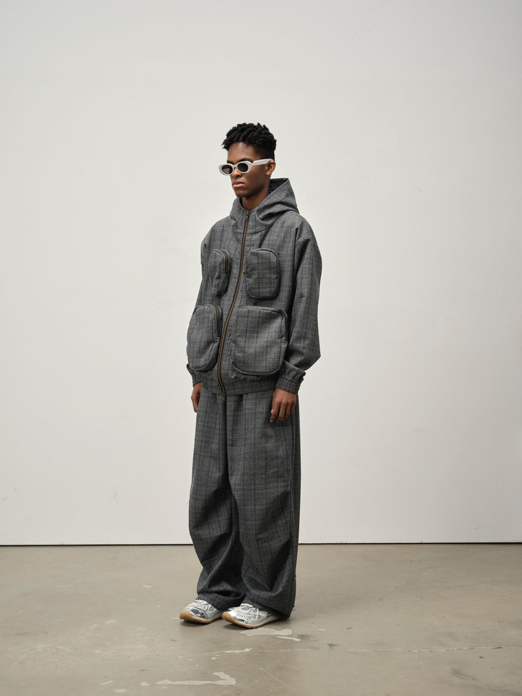 Detachable Pocket Plaid Jacket