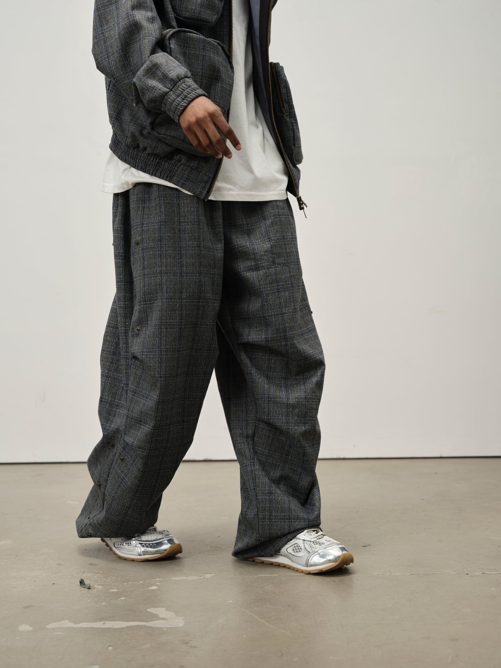 Detachable Pocket Plaid Trousers