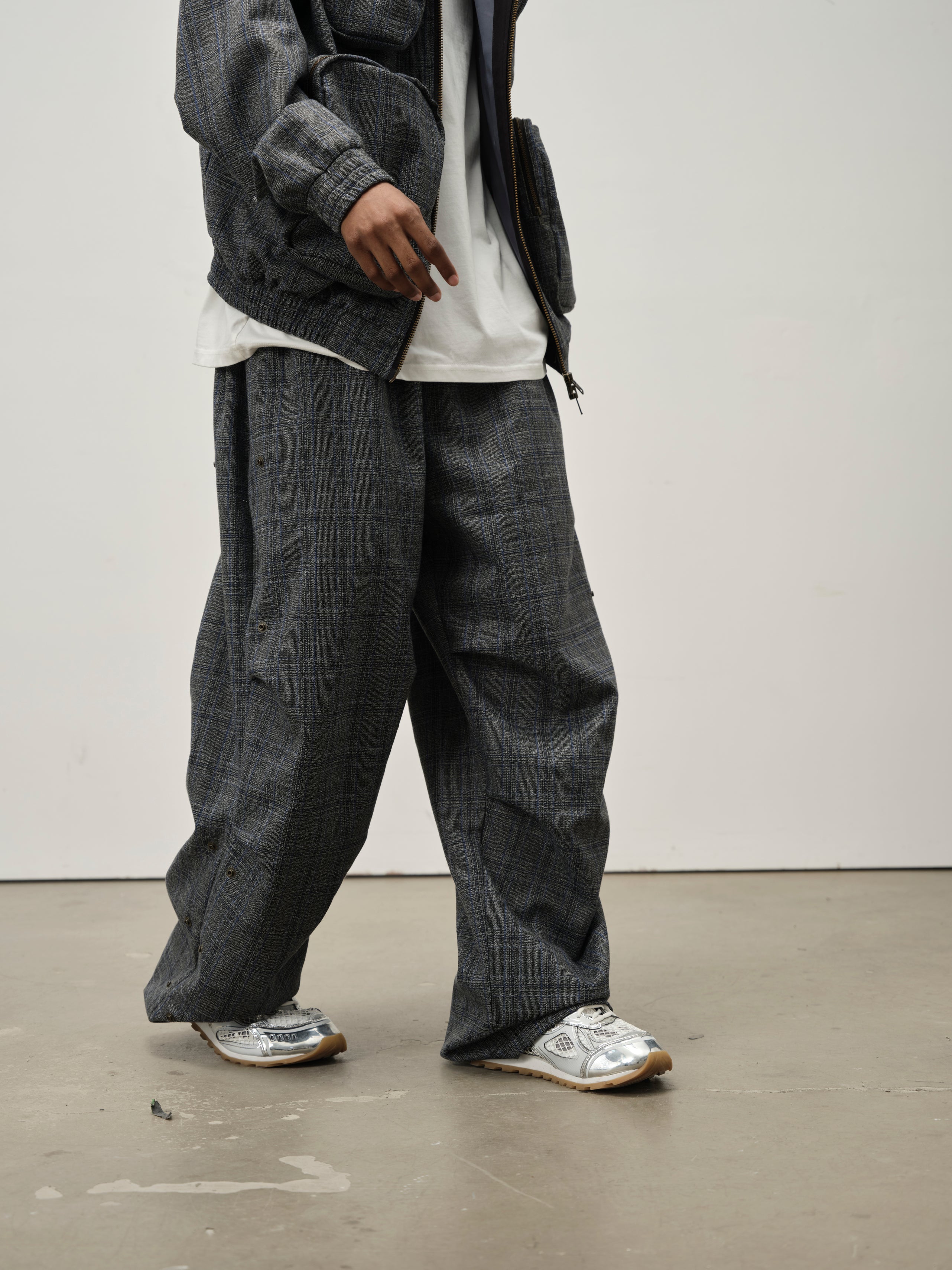 Detachable Pocket Plaid Trousers